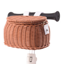 Bicycles Wicker Basket Front Handlebars Basket with Adjustable Belt Plastic Wovens Bikes Basket for Kids Bikes, Scooter