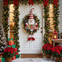 Décorations de Noël : Rideau de porte créatif avec le Père Noël et des poupées originales pour la maison, l'intérieur et l'extérieur,