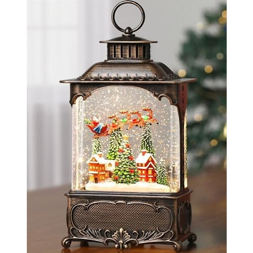 Lighted Musical Snow Globe Lantern – USB/Battery, Timer & Glitter, Compatible with Christmas Decor