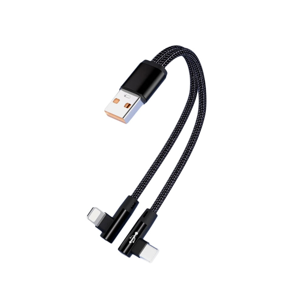 2 In 1 Angled Charger Cable Type C And Lightning 6A Fast Charging For Compatible With Samsung And Compatible With Apple Devices Black 9450273998237