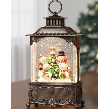 Lighted Musical Snowman Snow Globe Lantern with Timer, Swirling Glitter, USB/Battery Operated – Compatible with Christmas Decor