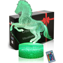 Veilleuse d'ambiance cheval YSITIANNA3D, 16 couleurs LED avec télécommande – Compatible avec la décoration de la maison/chambre, cadeau idéal