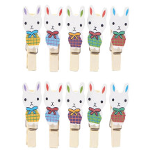 Pinces en bois de Pâques - Décoration mignonne pour photos, art du fil, loisirs créatifs, emballage cadeau, décoration printanière et festive