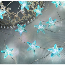 Luzes de cordão para uso interno e externo com conchas, cavalos-marinhos e estrelas-do-mar – Decoração com tema de praia para quarto, festa e