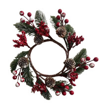 Anel de vela natalino artesanal para decoração de porta de aniversário, elegante e sofisticado.
