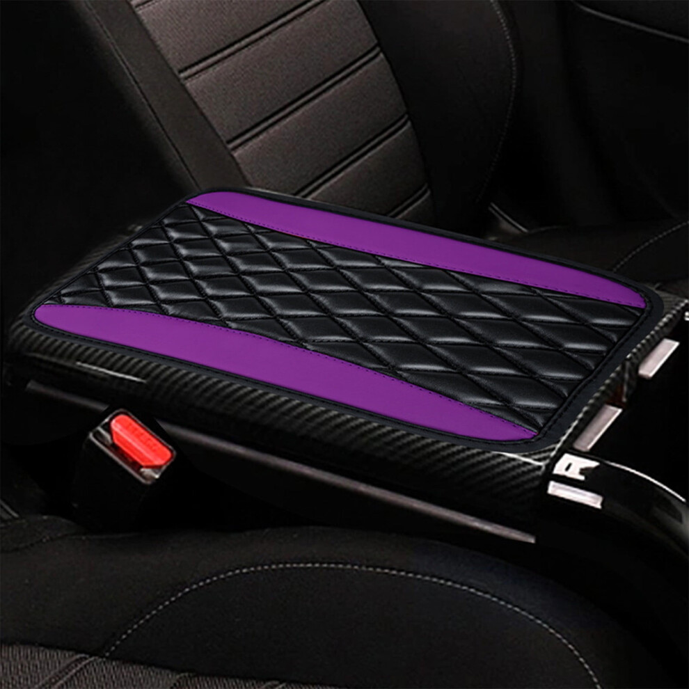 Upgraded Microfiber Leather Car Center Console Cover, Armrest Cushion & Storage Box Â Universal, Compatible With Most Cars Purple 9450273999654