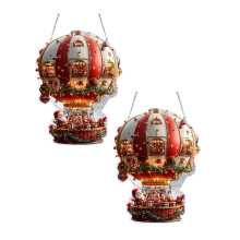 Ornement de Noël et d'Halloween en montgolfière, en acrylique 2D, 20 cm (7,87 po) – Compatible avec les crochets standard