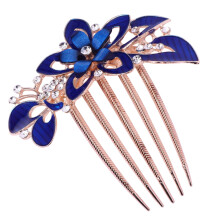 Elegante peineta nupcial – Aleación con diamantes de imitación azul oscuro