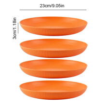 Assiette ronde de 23 cm pour salade, dessert ou dîner, empilable, incassable et réutilisable (lot de 4), en paille de blé, compatible micro-ondes,