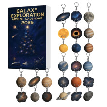 Calendrier de l'Avent 2025 : Coffret surprise de 24 porte-clés galaxie dans une boîte en forme d'avion – Idéal pour les cadeaux de Noël