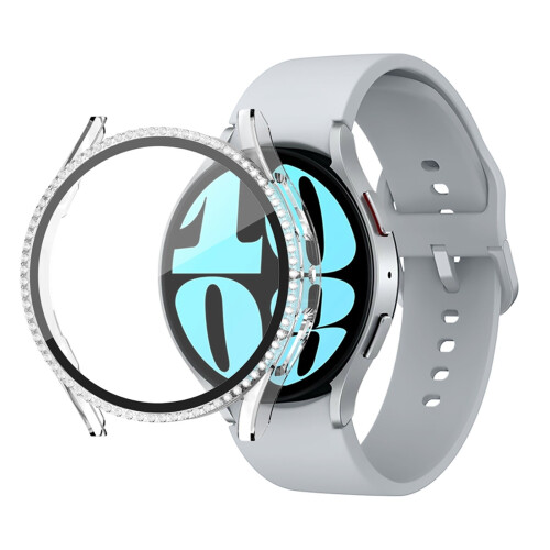 Θήκη συμβατή με Samsung Galaxy Watch6 44 χιλιοστών με σκληρό πλαίσιο PC και διακοσμητικά από