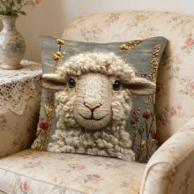 Housse de coussin à motif animalier 45 x 45 cm, style brodé, housse décorative pour canapé, lit, salon, maison