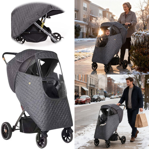 Stroller Weather Shield for Winter Wind and Rain Protection