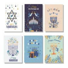30Pcs Menorah Bird Print Funny Hanukkah Greeting Card with Envelope Religious Holiday Humor Jewish Chanukkah Notecard