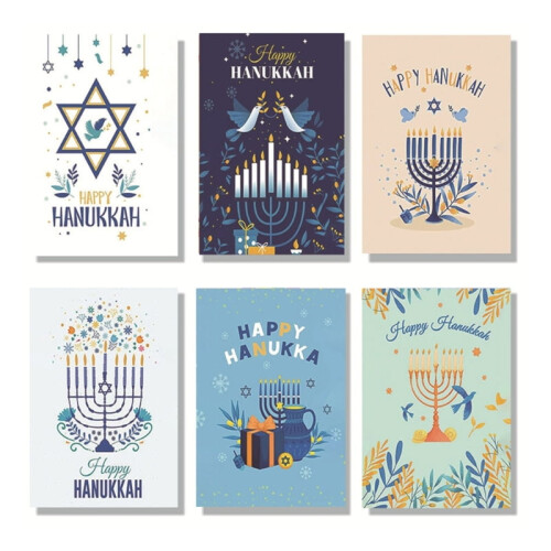 30 τεμάχια αστεία ευχετήρια κάρτα Hanukkah με εκτύπωση πουλιών Menorah με φάκελο,