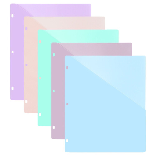 A4 Plastic Binder Dividers with 2 Pockets, 3-Hole Punch, Tabs – Compatible with 3-Ring Binders