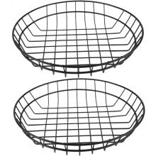2Pcs Black Metal Wire Basket 10Inch Retro Style Metal Food Baskets for Hot Dog, Burger, Bread, French Fries, 25CM