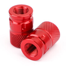 2Pcs CNC Red Anti-Thief Tire Valve Stem Caps For Car Truck Bike Motorcycle