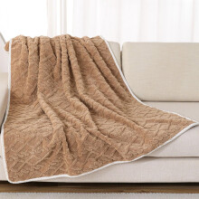 Waterproof Dog Blanket for Large Dogs, Washable Jacquard Coral Fleece Throw, Reversible Couch Protector 150x128cm, Khaki