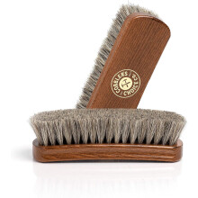 Premium Shoe Brush - Horsehair Shoe Brush - Concaved Handle for Premium Grip, Brown