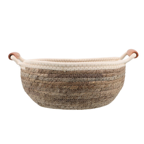 Woven Storage Basket Wicker Handle Basket Brown Straw 1Set