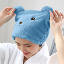 Super Absorbent Hair Turban Cap – Quick-Dry Microfiber, Ultra-Soft Coral Fleece, Bear Embroidery, for Adults, Bathroom, Shower & Travel