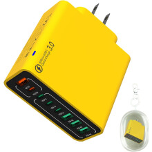 8-in-1 Waterproof USB Wall Charger with Temp Control, Portable Multi-Port Travel Charger for Multiple Devices, Compatible with iPhone & Android