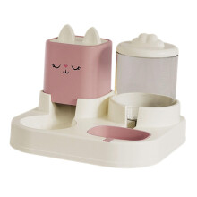 Automatic Pet Feeder Water Dispenser 2 in 1 with Anti Slip Base and Double Bowls for Cats Dogs Feeding Station