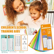 Math Flashcards Set | Multiplication, Division, Addition, Subtraction | Double-Sided Laminated 300g Cardstock | 15 Self-Check Cards (7x18cm) +