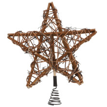 1Pcs Rustic Christmas Star Tree Topper Brown Rattan and Iron for