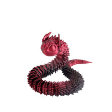 1pc black red 45cm 3d printed snake joint movable viper, animal model handicraft