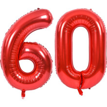 Baloane din folie roșie cu numere de 60, 40 de inci