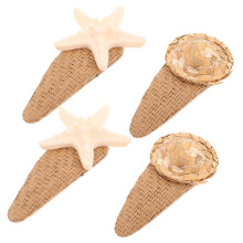 Strandhårspenner Marine Element Beige Plastharpiks 4 stk