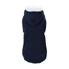 Kutyapulóver kapucnival és zsebbel, kék polár, 2XL