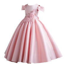 Girls' Pink Satin Princess Gown Floor-Length Size 4-6
