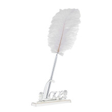 White Feather Signing Pen with Love Sign Pen Holder Set for wedding guest book