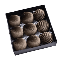 9-Pack Black Christmas Ball Pendants, Flocked Shaped Ornaments for Indoor Holiday & Party Decor