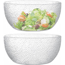 130 oz Acrylic Salad Bowls, 9.5" Serving Bowls for Fruits, Popcorn, Chips, Dips, Condiments, Break-Resistant Set of 2, Clear Circular
