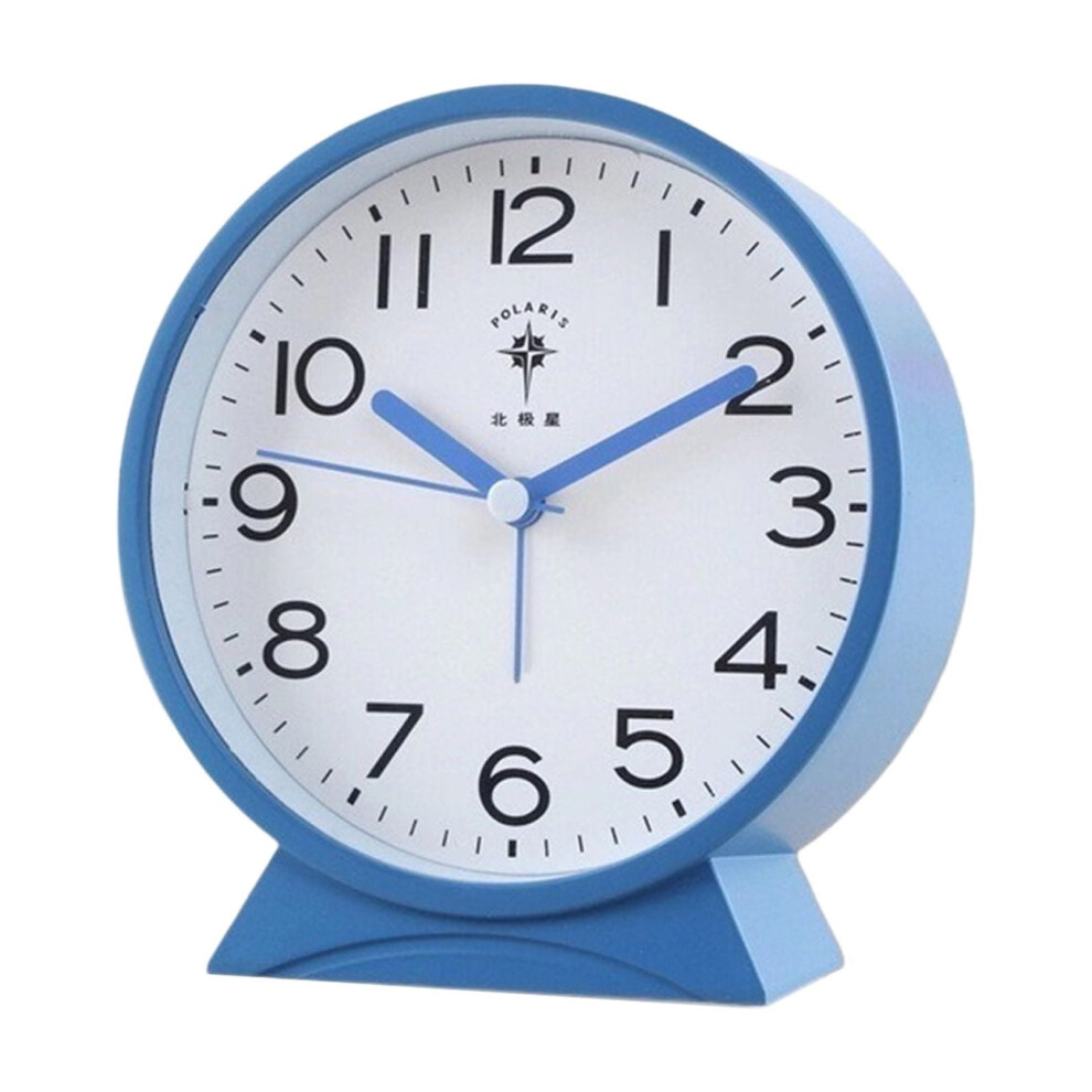 Children Quiet Movement Noiseless Round Alarm Clock for Bedroom Decors Bedside Analog Small Desk Clock Operated