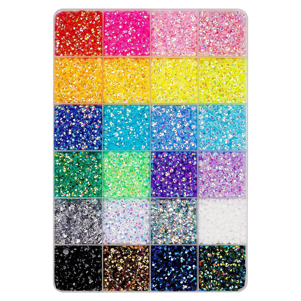 40 Color Resin Jelly Beads 3mm Flatback Gems Bedazzling Craft Kit with 3pcs Glue for Clothing Shoes Nail Art