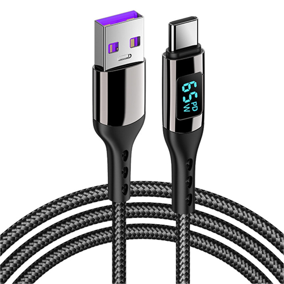 Usb To Type C Led Display 65W Charging Cord Usb 480Mbps Data Sync Nylon Braided Charging Cable For Phone Cable 9555307637530