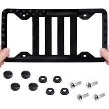 Black Silicone USA Flag License Plate Frame, 3D Stars & Stripes, Compatible with Car/Truck/SUV