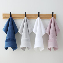 Thickened Soft Absorbent Face Towel, 34x35cm, Navy/White/Gray/Pink, Quick-Dry, Reinforced Stitching, Polyester – Compatible with Home & Spa