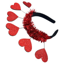 Diadema roja de oropel para San Valentín, accesorio para fiestas y bodas de adultos