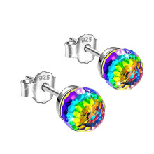 Colorful Sparkling Silver Stud Earrings for Sensitive Ears – Minimalist Gemstone Jewelry for Women's Birthday & Anniversaries