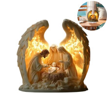 Christmas Nativity Scene Decor – Angel Wing Light-Up Figurine, Resin Holiday Ornament with Warm Glow, Compatible with Traditional Birth Scene