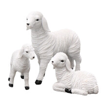 Conjunto de 3 Miniaturas de Ovelhas, Estatuetas de Cordeiros em Miniatura para Decoração de Bolos, Decoração de Jardim e Acessórios para Casa