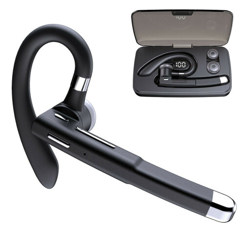 Auricolare wireless Bluetooth 5.0 con microfono, custodia di ricarica e cancellazione del rumore — Compatibile con iPhone e Android