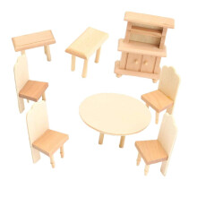 Set di alta qualità per mini casa delle bambole fai-da-te con soggiorno, camera da letto, cucina, mobili in legno e sala da pranzo.