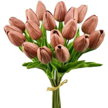 Tulipes artificielles (20 tiges) mauve en polyuréthane, idéales pour la Saint-Valentin, le Nouvel An, les mariages et la décoration intérieure